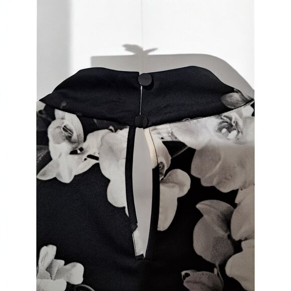 Worthington Satin Black & White Orchids 4 Long sleeve Blouse Petite XXL - Picture 10 of 16